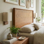 Walnut Base Fabric Wall Light