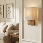 Walnut Base Fabric Wall Light