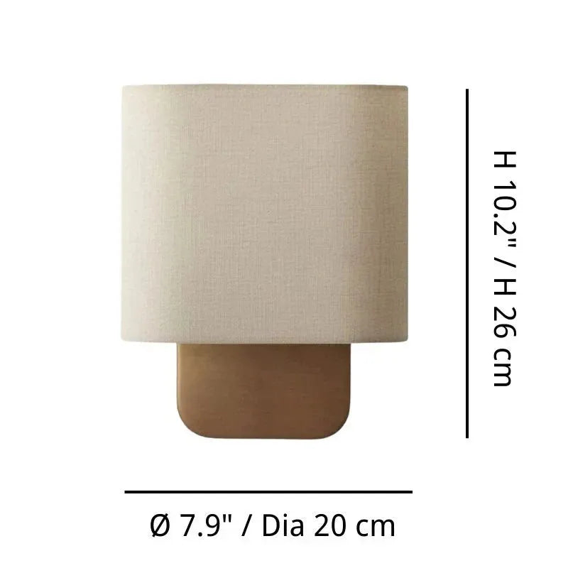 Walnut Base Fabric Wall Light