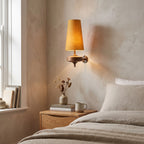 Walnut Fabric Drum Wall Light