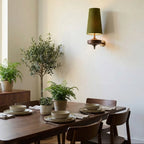 Walnut Fabric Drum Wall Light