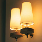 Walnut Fabric Drum Wall Light