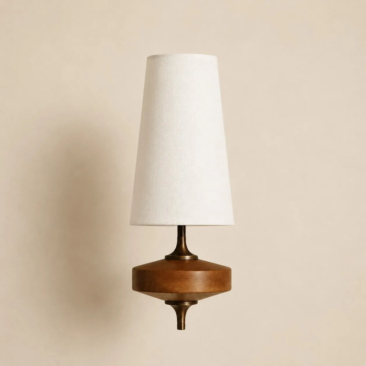 Walnut Fabric Drum Wall Light