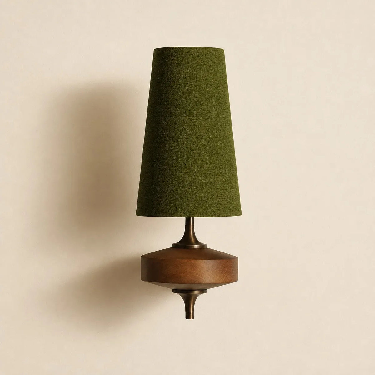 Walnut Fabric Drum Wall Light