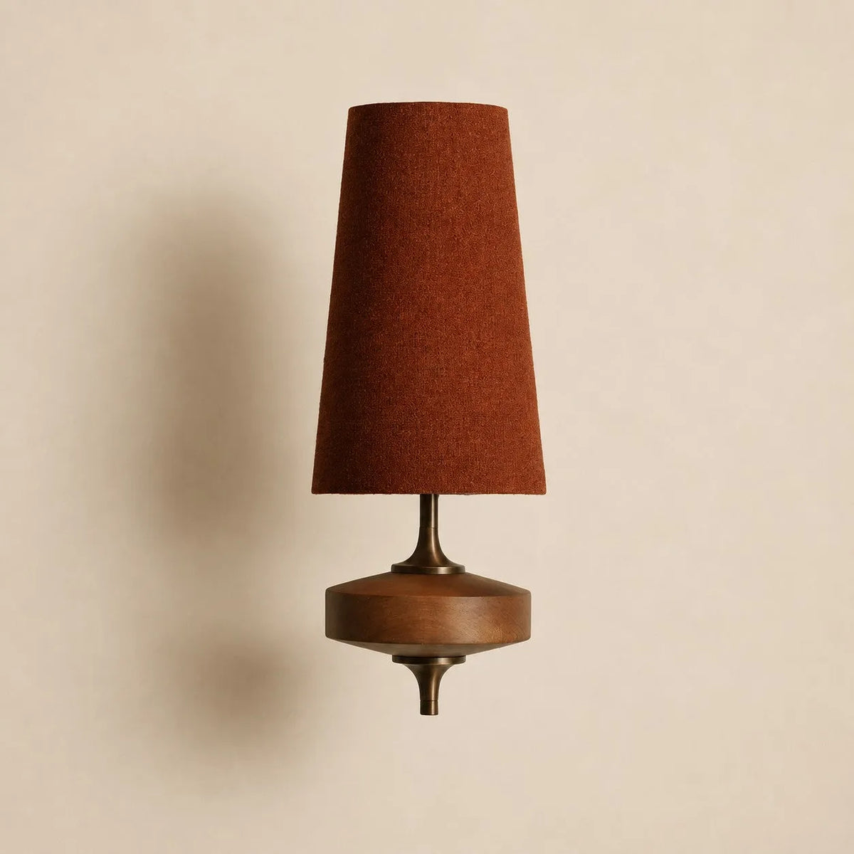 Walnut Fabric Drum Wall Light