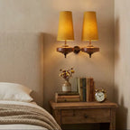 Walnut Fabric Drum Wall Light