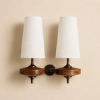 Walnut Fabric Drum Wall Light