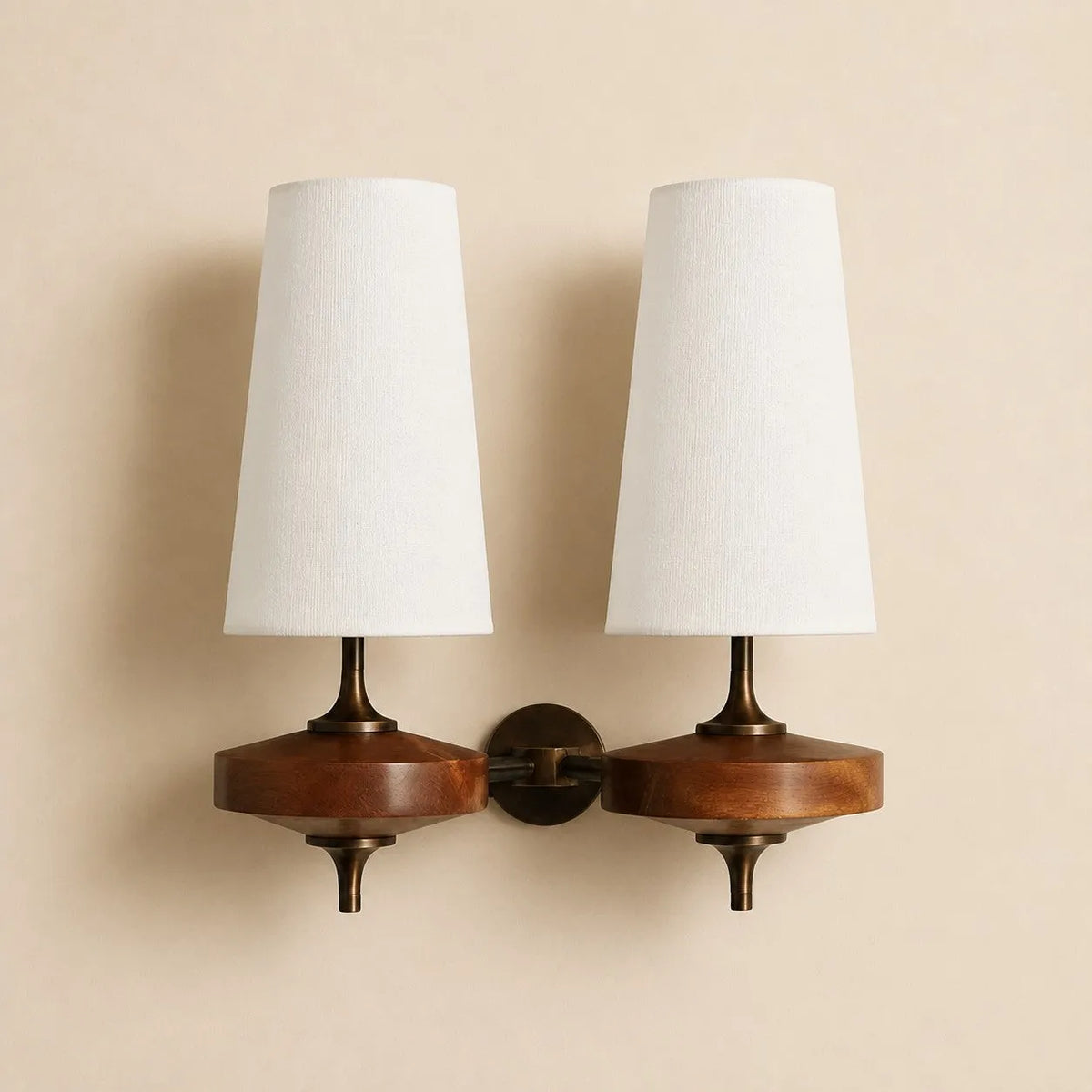 Walnut Fabric Drum Wall Light
