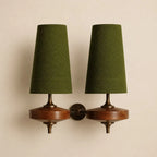 Walnut Fabric Drum Wall Light