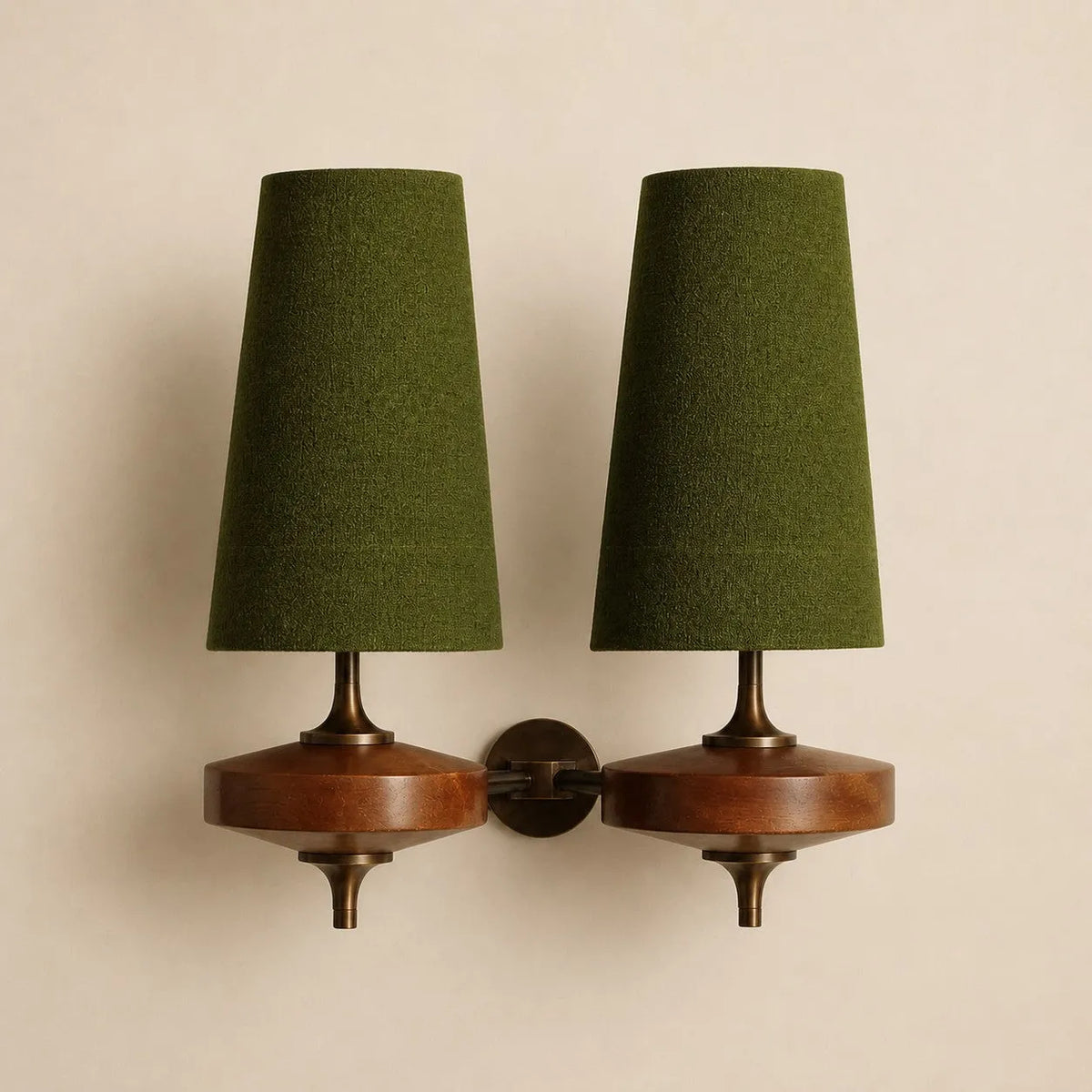 Walnut Fabric Drum Wall Light