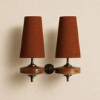 Walnut Fabric Drum Wall Light