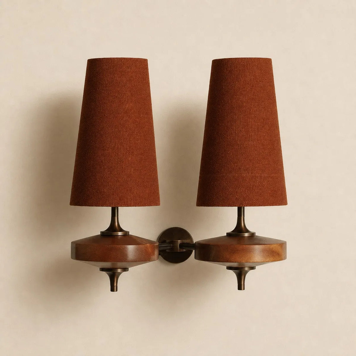 Walnut Fabric Drum Wall Light