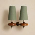 Walnut Fabric Drum Wall Light