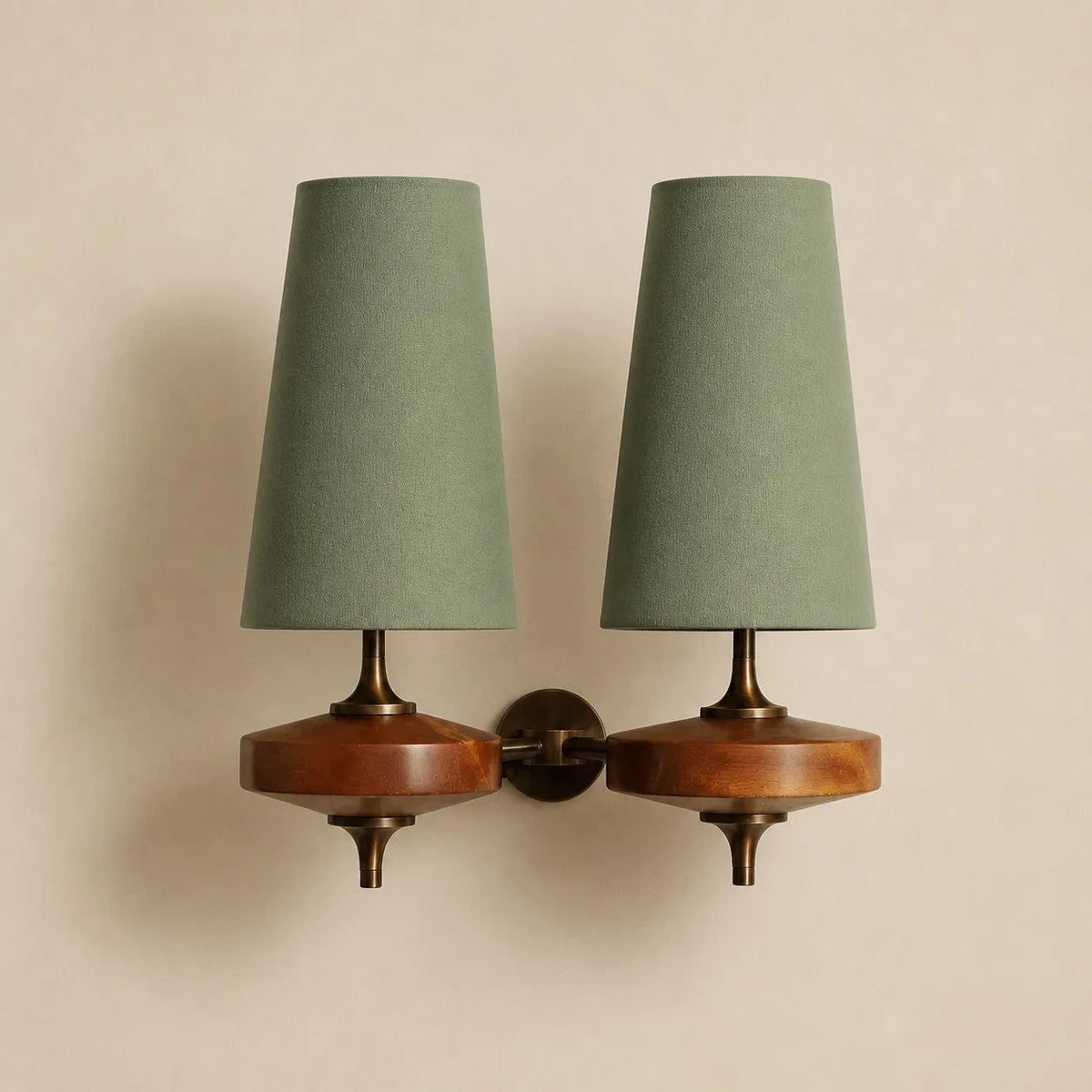 Walnut Fabric Drum Wall Light
