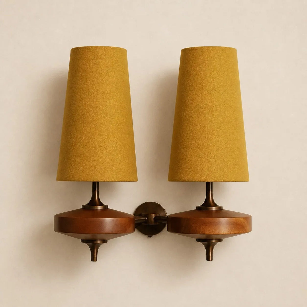 Walnut Fabric Drum Wall Light