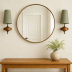 Walnut Fabric Drum Wall Light