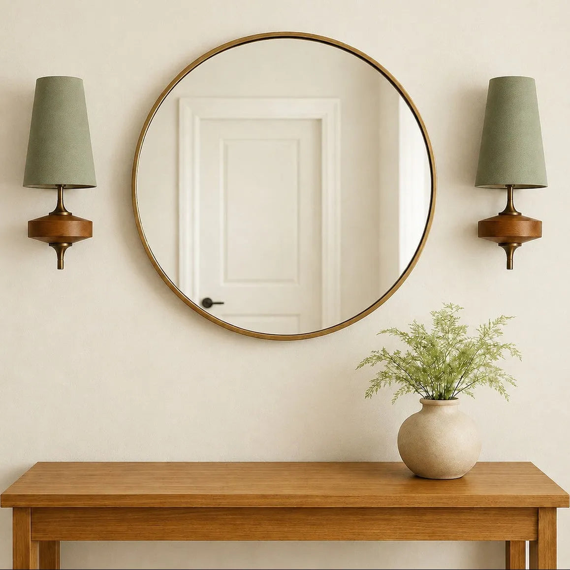 Walnut Fabric Drum Wall Light