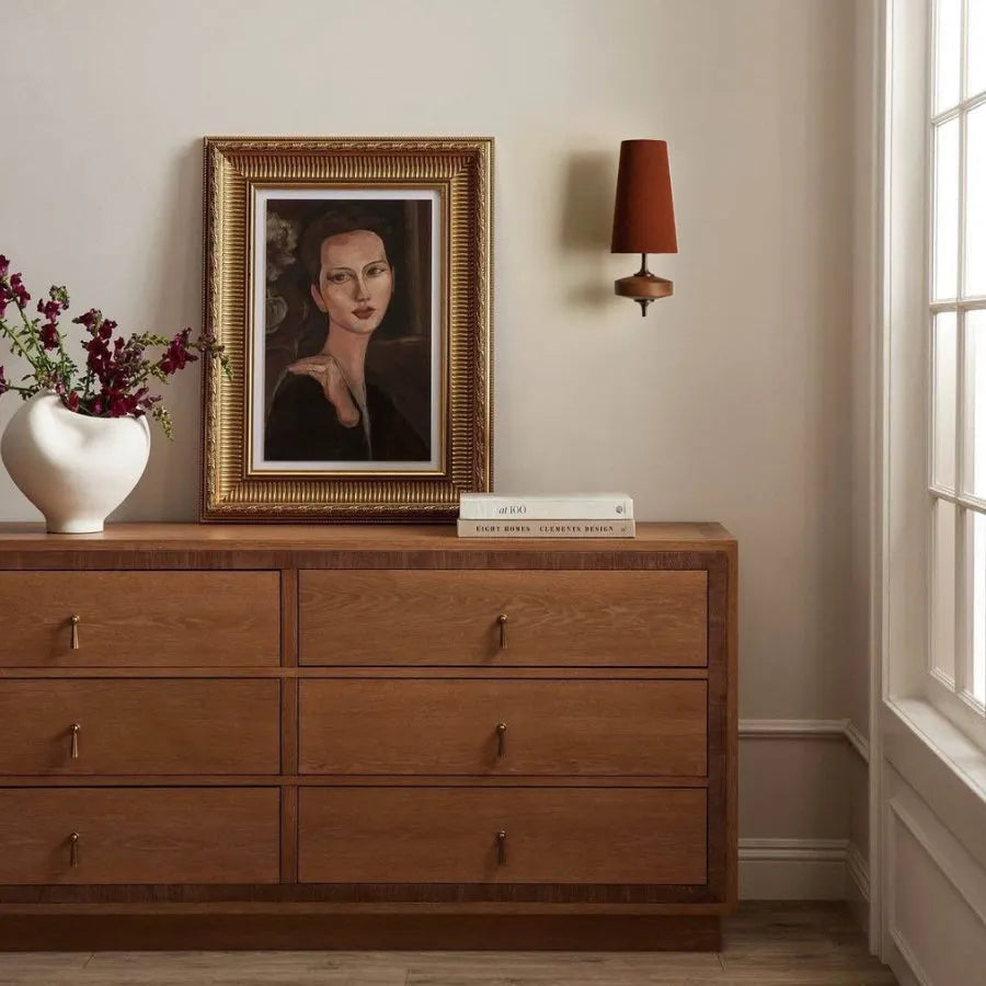 Walnut Fabric Drum Wall Light
