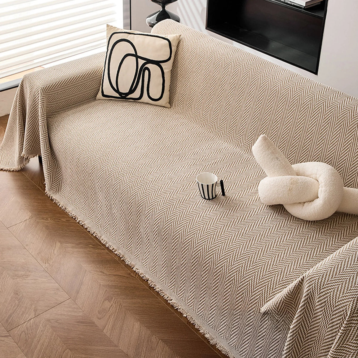 Washable Herringbone Chenille Throw