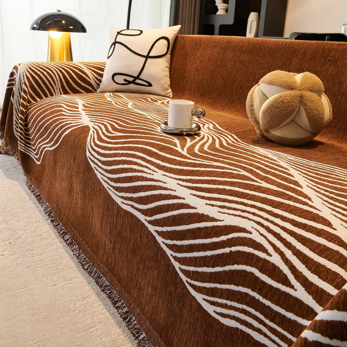 Wave Pattern Woven Sofa Throw