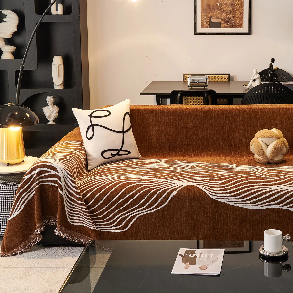 Wave Pattern Woven Sofa Throw
