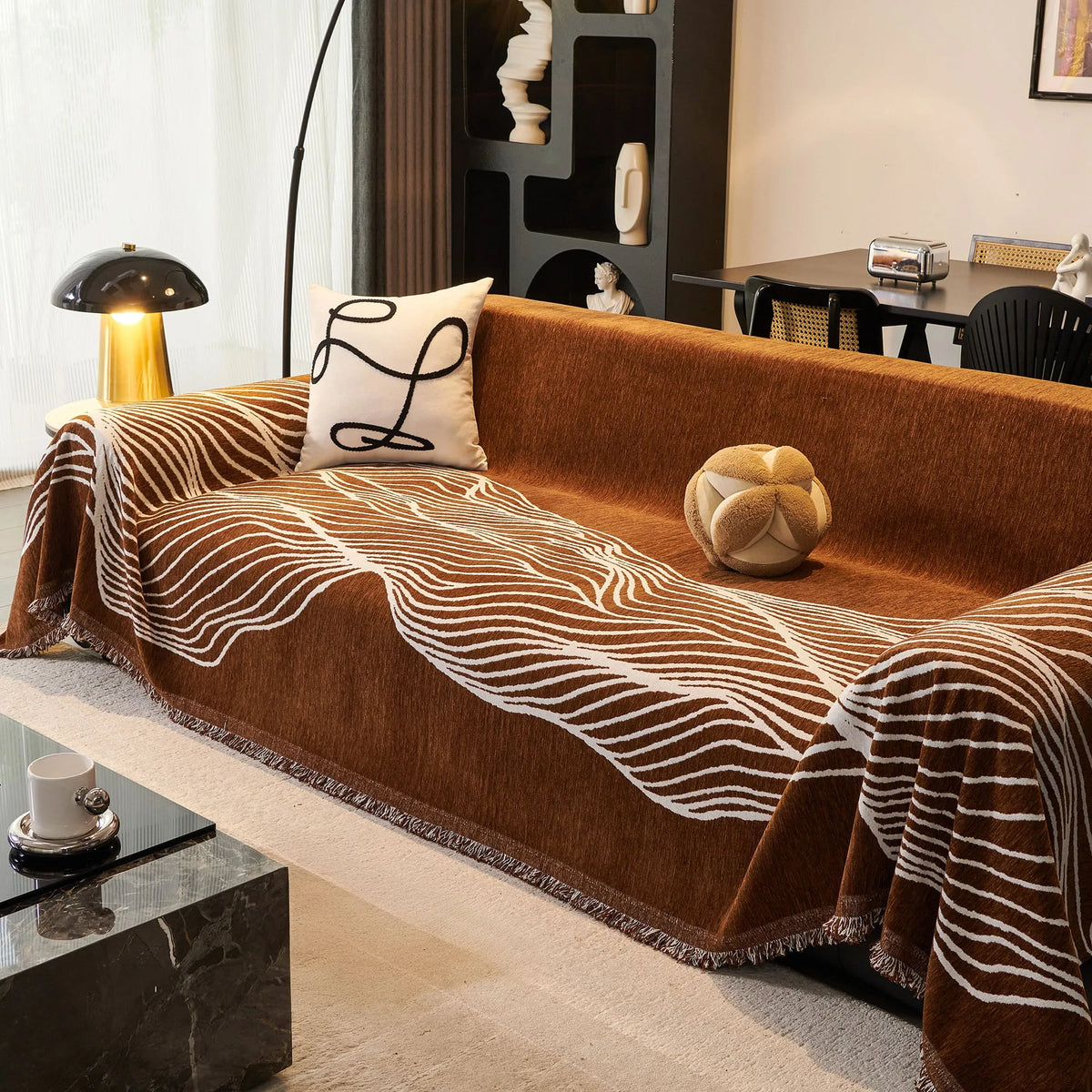 Wave Pattern Woven Sofa Throw