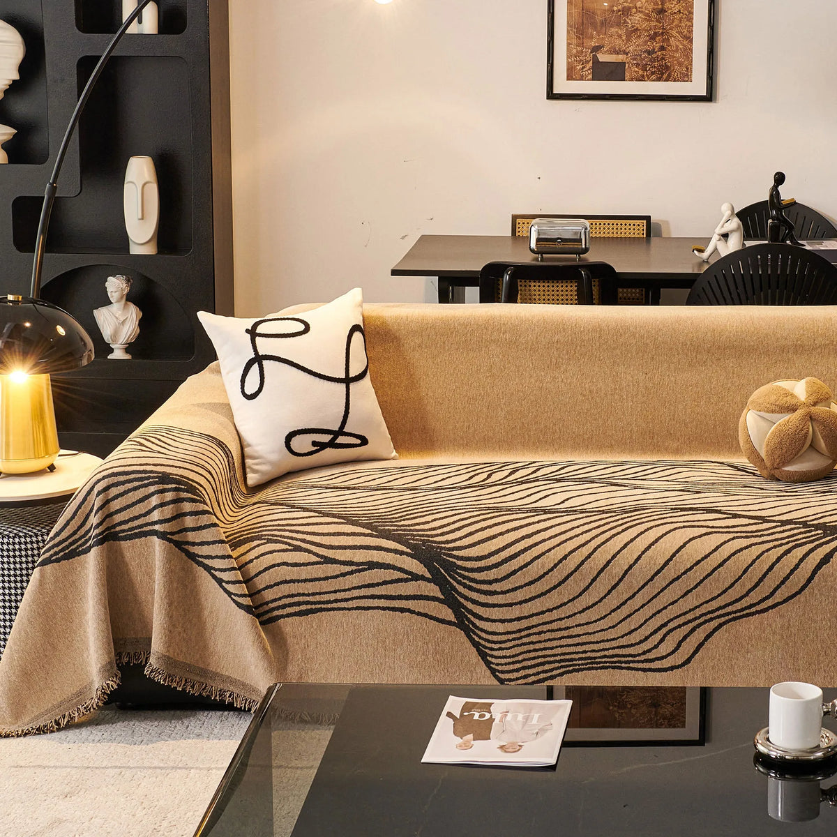 Wave Pattern Woven Sofa Throw