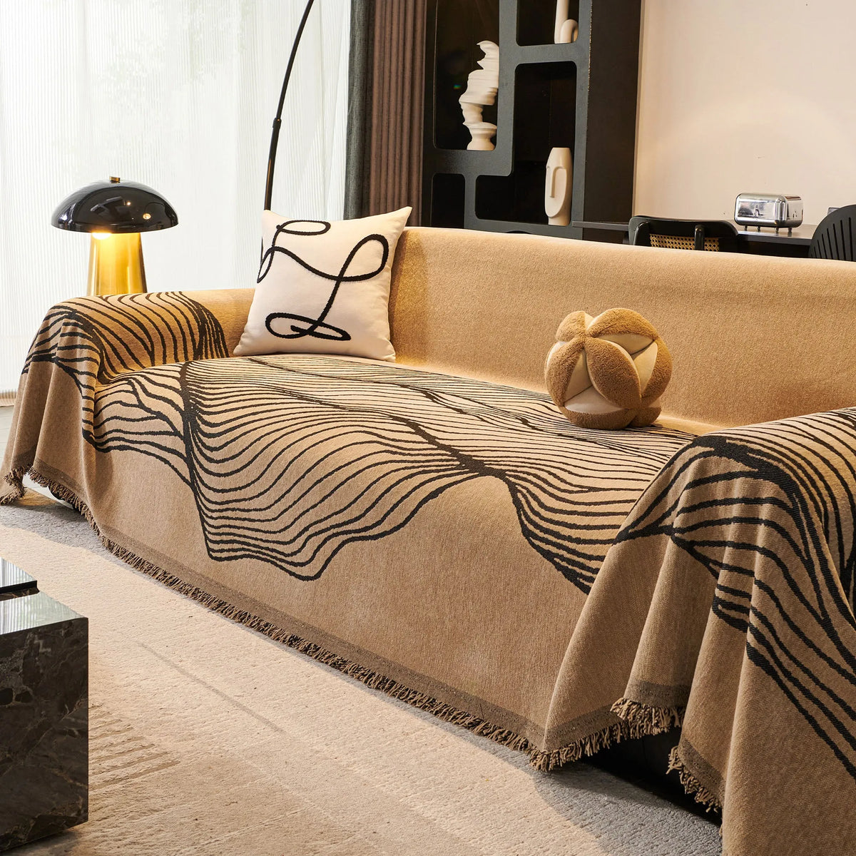 Wave Pattern Woven Sofa Throw