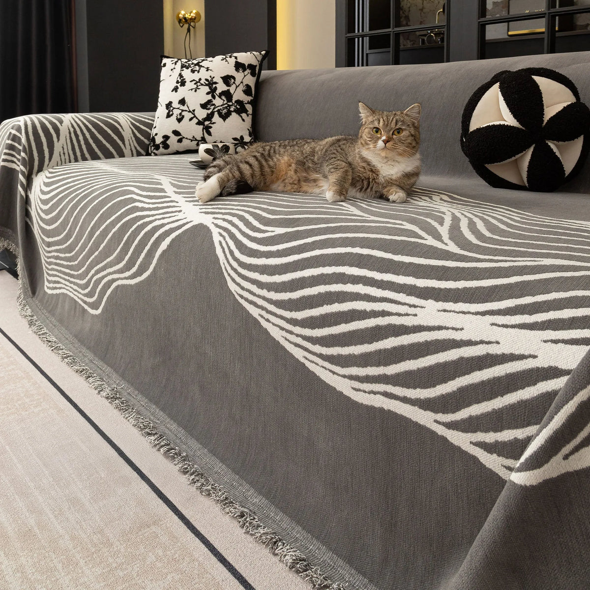 Wave Pattern Woven Sofa Throw