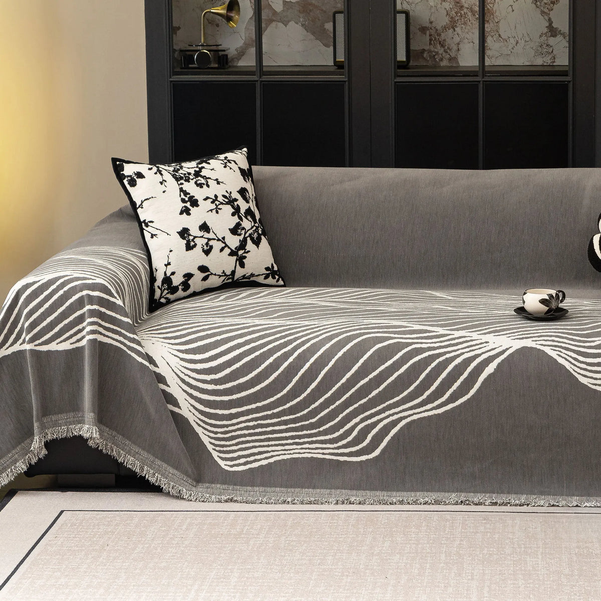 Wave Pattern Woven Sofa Throw