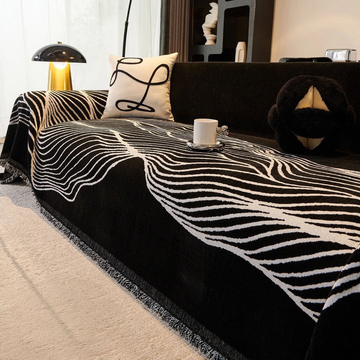 Wave Pattern Woven Sofa Throw