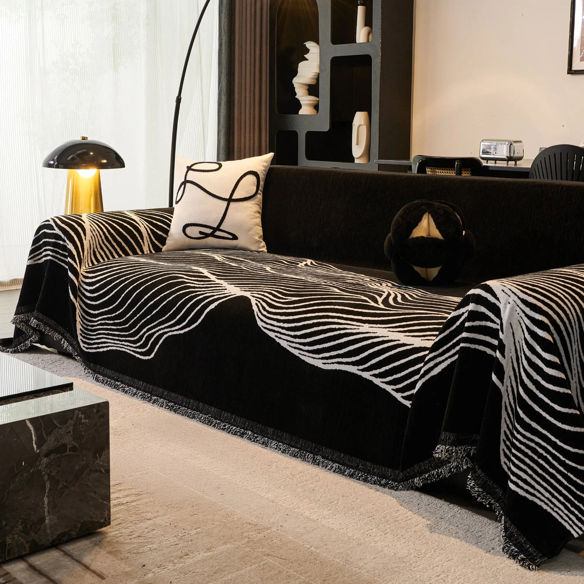 Wave Pattern Woven Sofa Throw