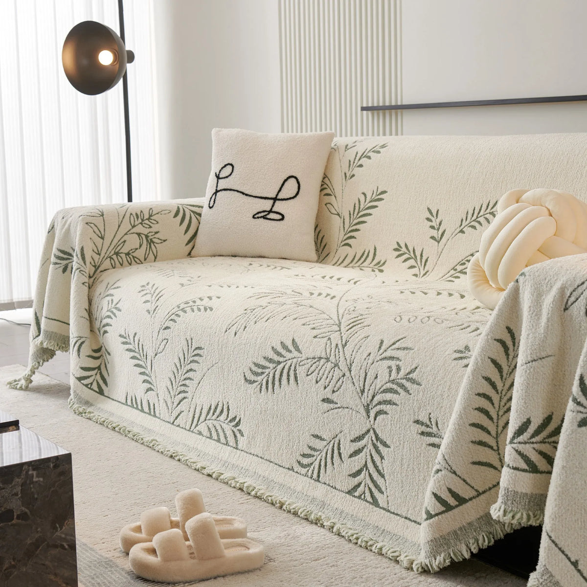 Winter Fern Botanical Sofa Cover
