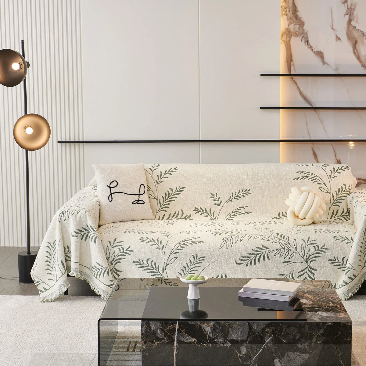 Winter Fern Botanical Sofa Cover