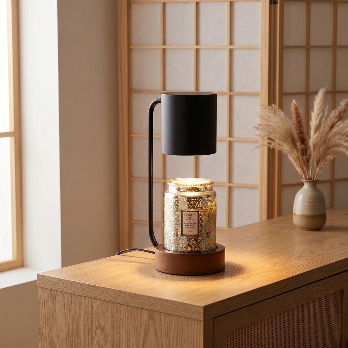 Wood and Metal Japanese Lamp