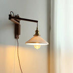 Wood Arm Ceramic Shade Wall Light