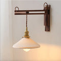 Wood Arm Ceramic Shade Wall Light