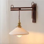 Wood Arm Ceramic Shade Wall Light