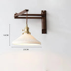 Wood Arm Ceramic Shade Wall Light