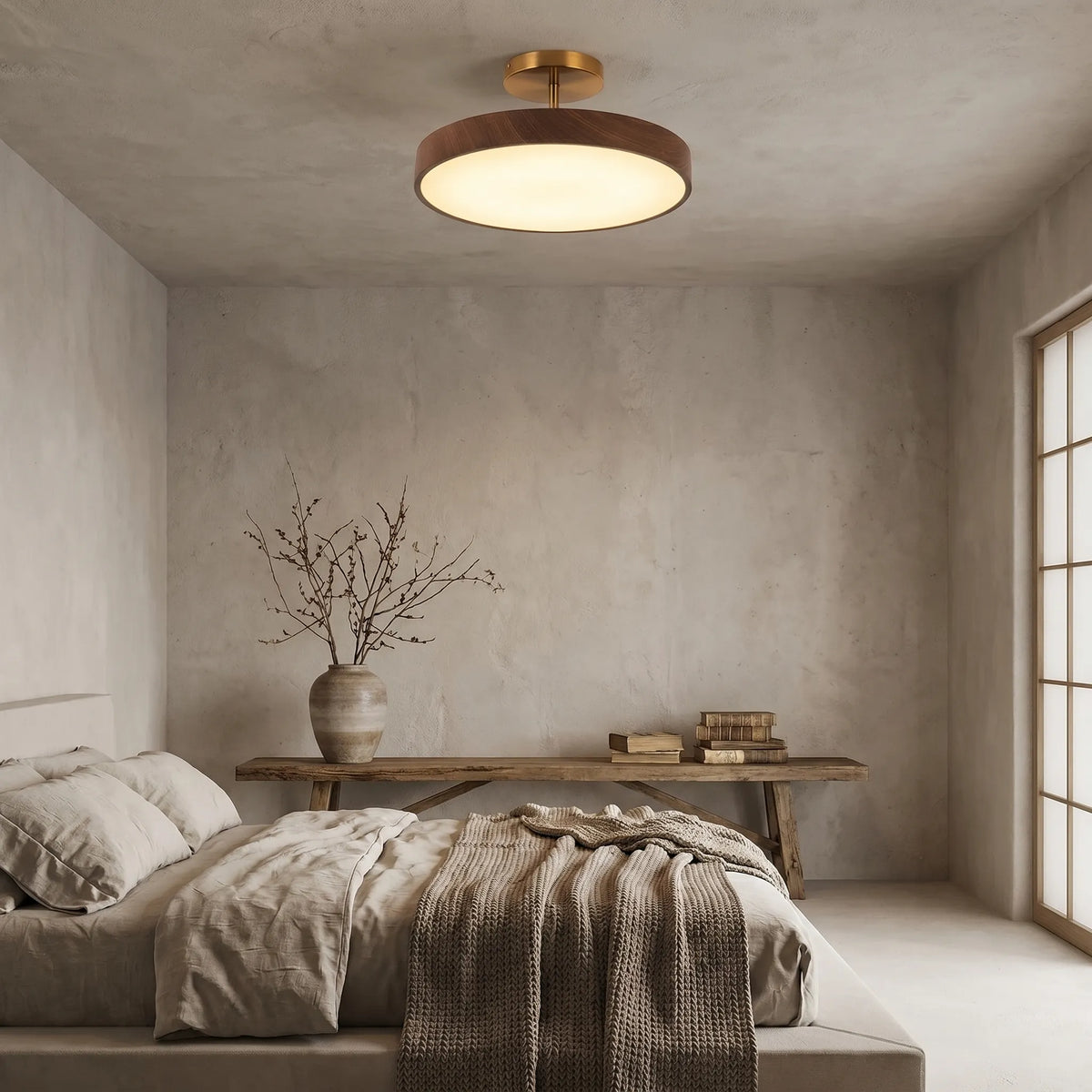 Wood Grain Round LED Ceiling Light