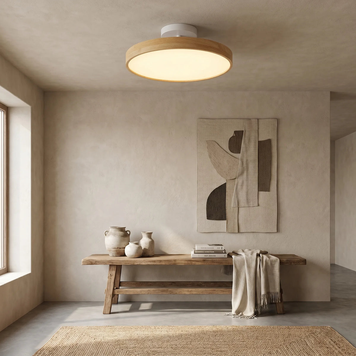 Wood Grain Round LED Ceiling Light